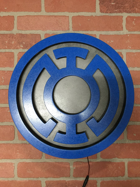 Comic Book Superhero Justice League Blue Lantern Corp Illuminated LED Neon Logo for Mancave or Night Light for Child's Bedroom