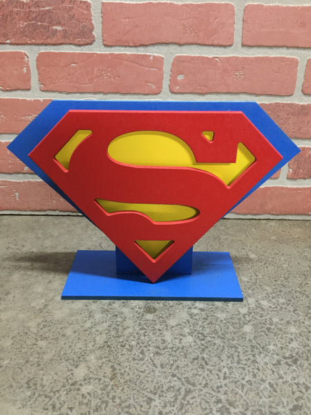 NEW!!! Superman Justice League LED Illuminated Tabletop Comic book Superhero Logo for Mancave or Child's Bedroom