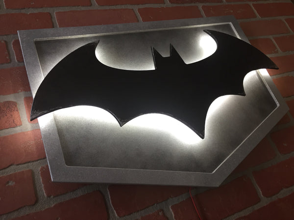 NEW!! Illuminated LED Arkham Knight Batman Bat signal comic book Superhero Logo Nightlight for Mancave, Game room or Child's Bedroom