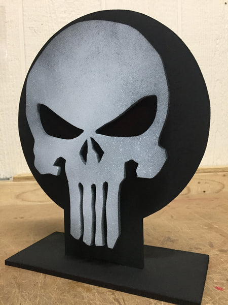 Handmade superhero The Punisher illuminated LED tabletop desktop light light for mancave or child's bedroom